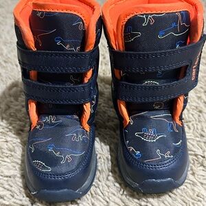 Toddler Blue and Orange Light-up Dino Snow Boots Sz 6 Like New